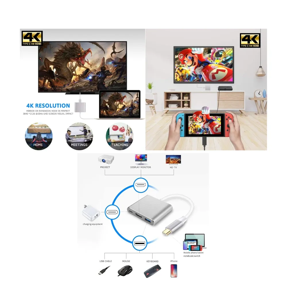 Adaptateur 3 en 1 – Type C vers HD TV – Image 6