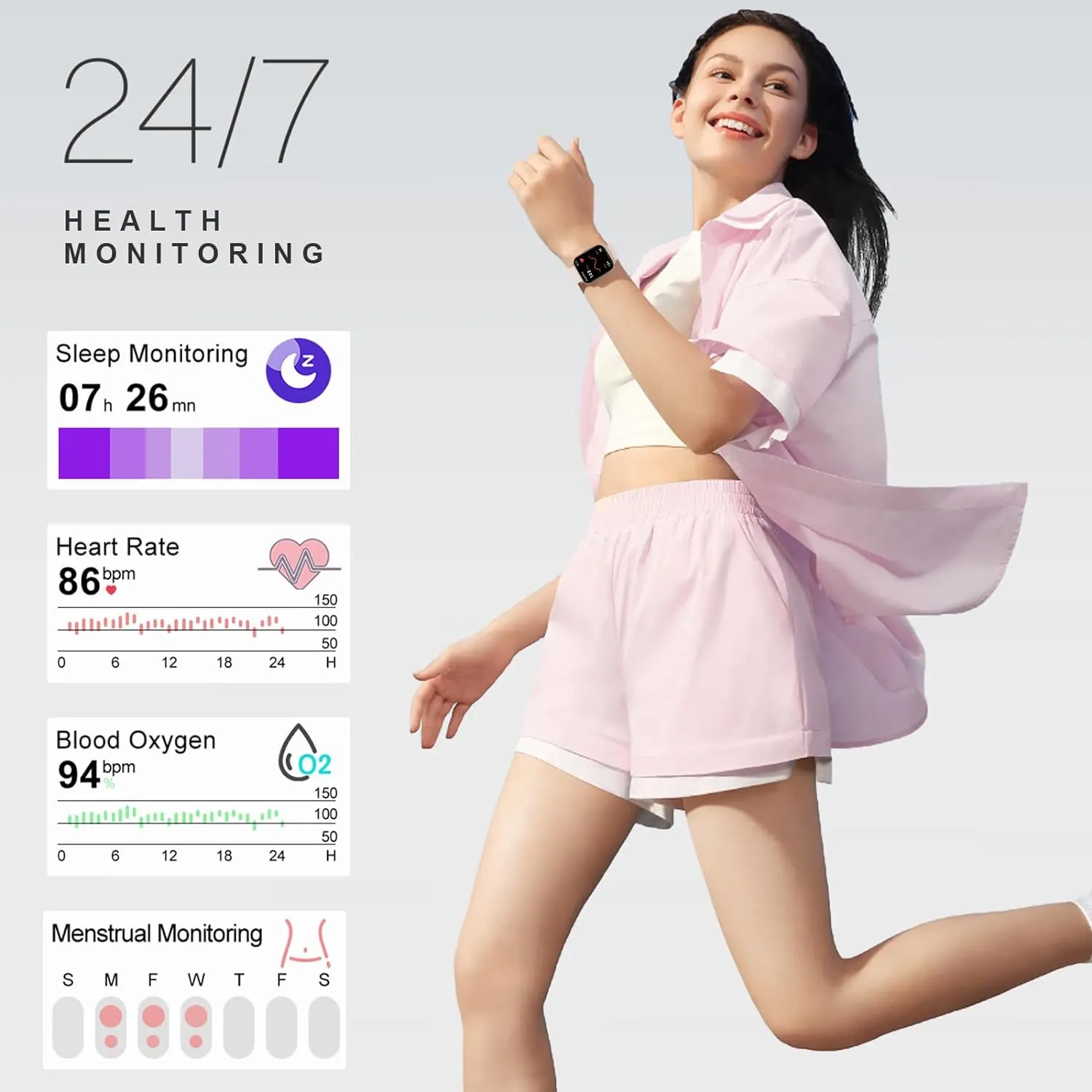Smartwatch Femme Couleur Rose – Image 4