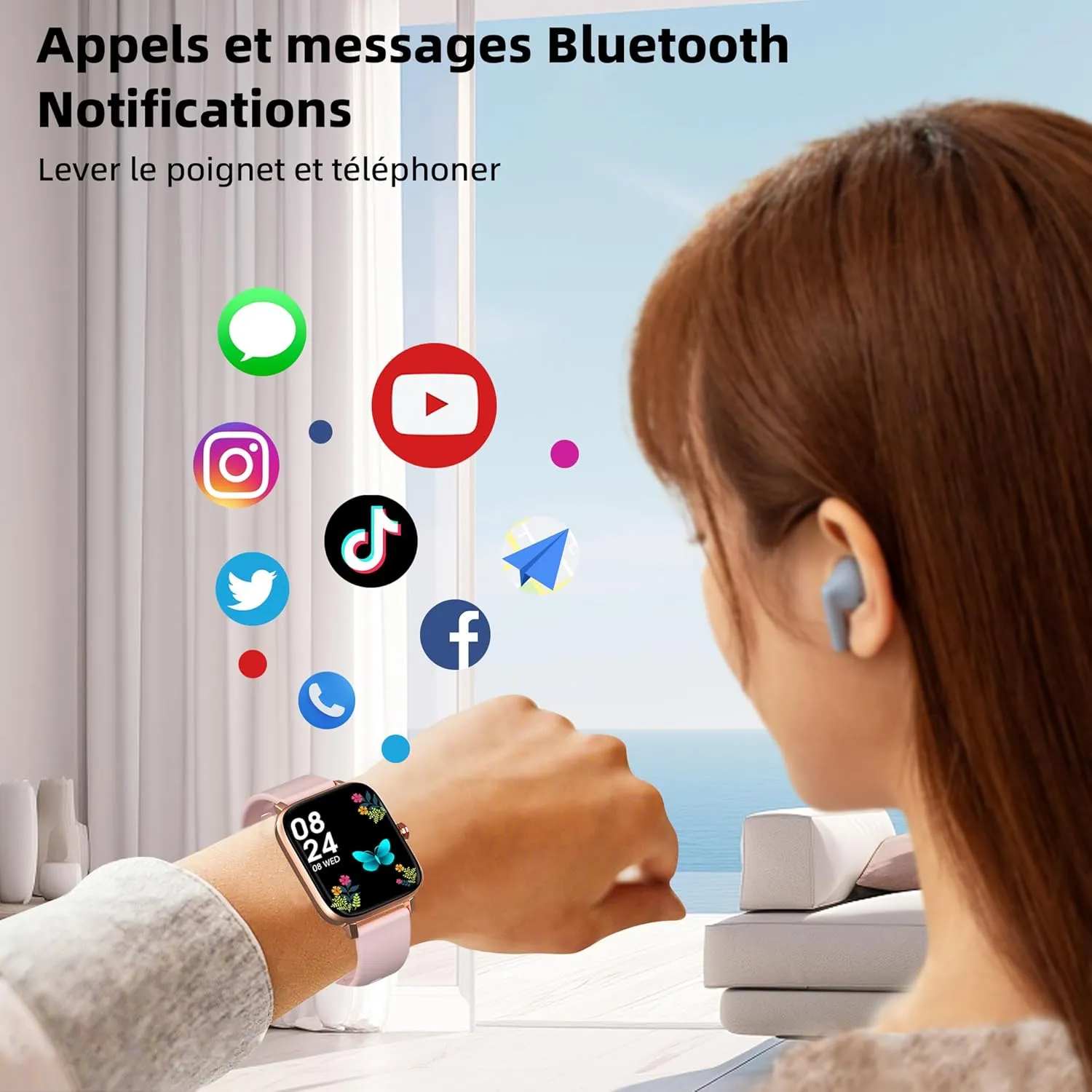 Montre Connectée Femme SpO2 Rose – Image 3