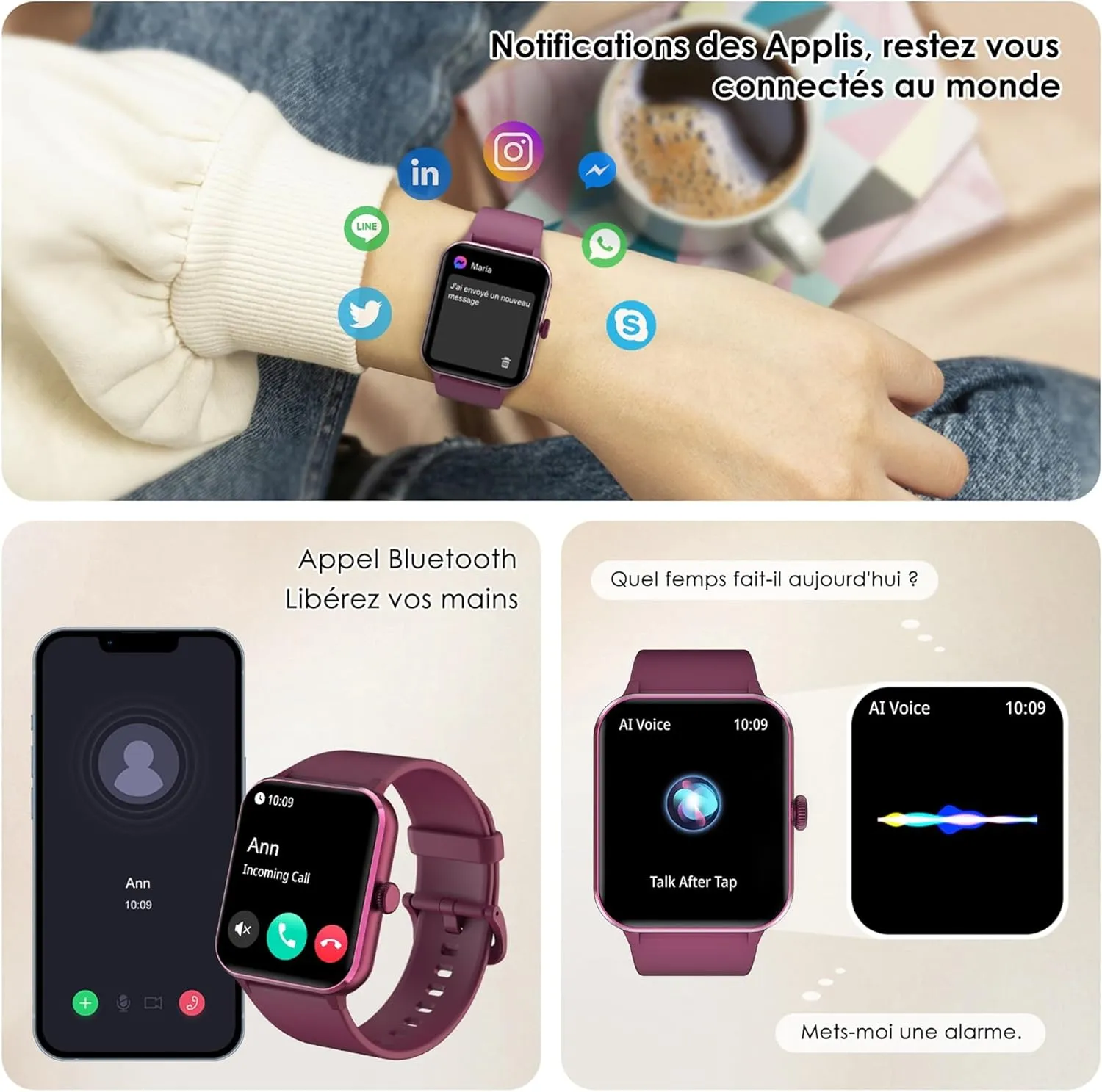 Montre Intelligente Rouge – Image 3