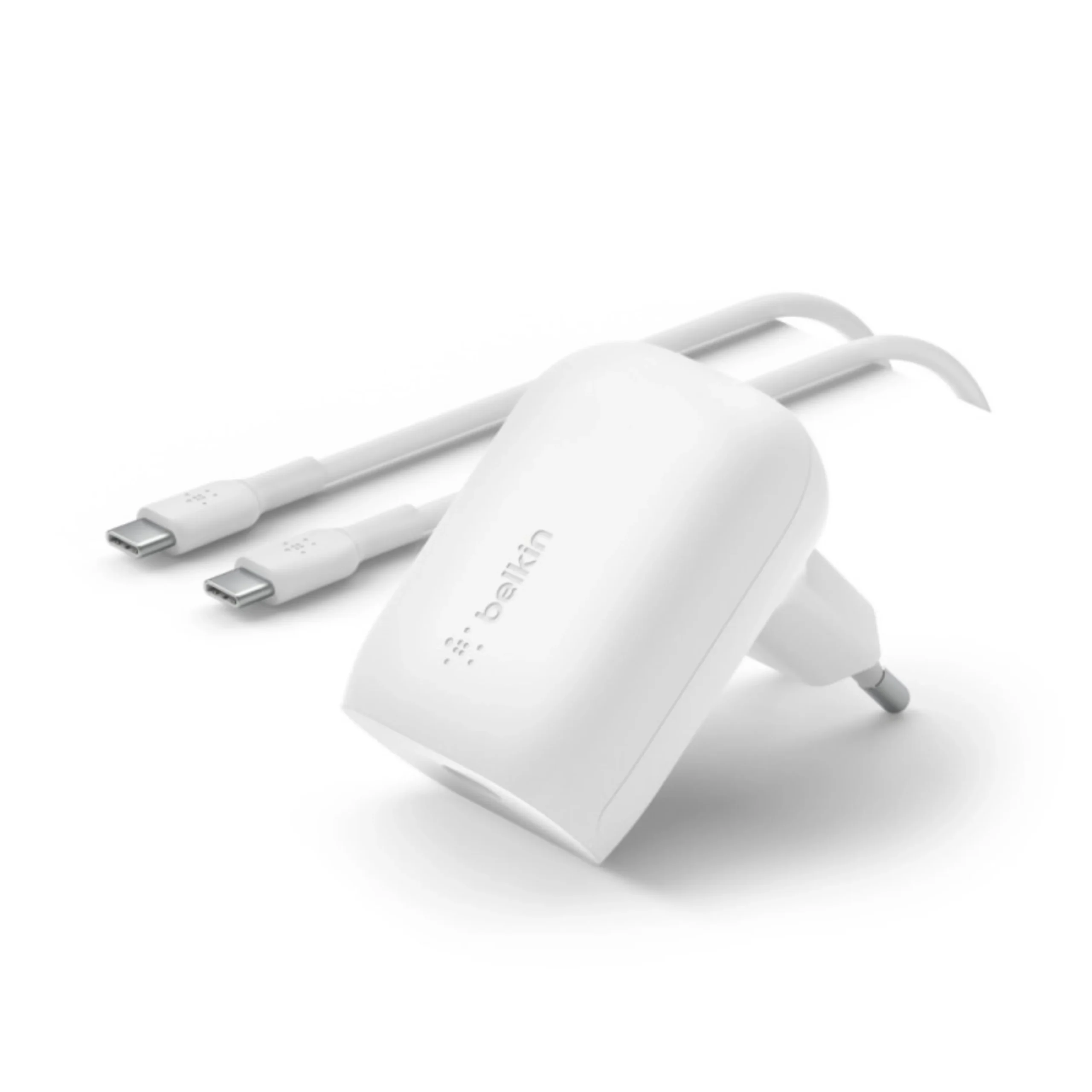 PACK CHARGEUR SECTEUR RAPIDE USB-C 30W PD ET PPS + CABLE USB-C VERS USB-C 1M BLANCS – BELKIN