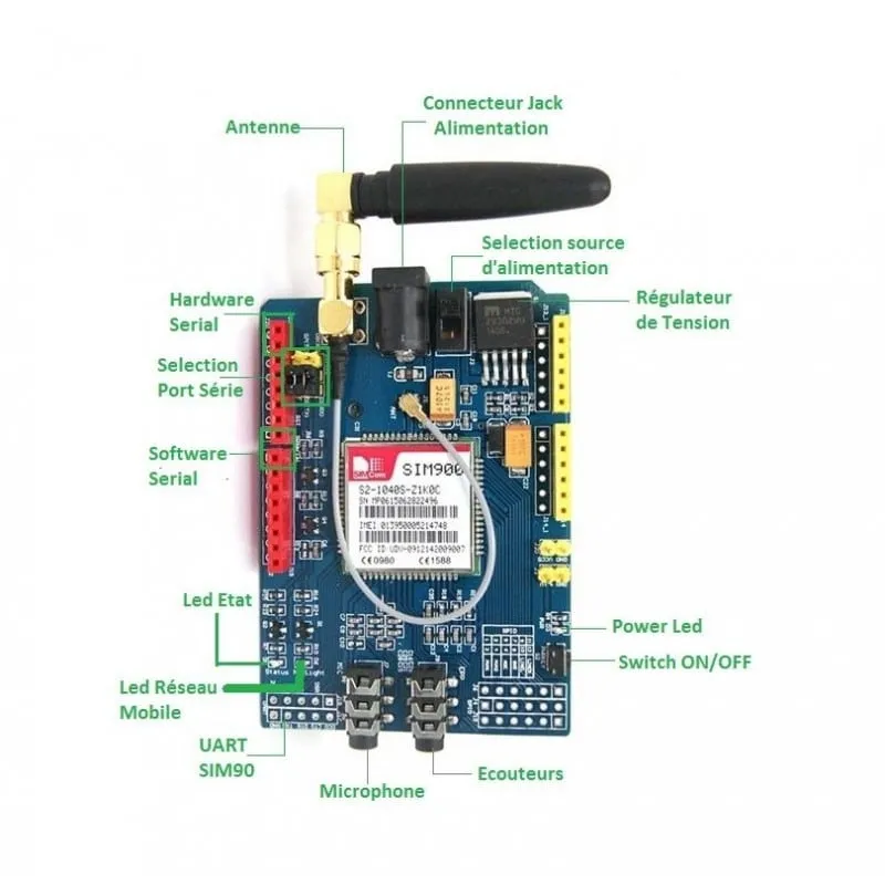 Module GSM/GPRS SIM900 – Carte de Développement pour Arduino, Raspberry Pi et IoT – Image 4
