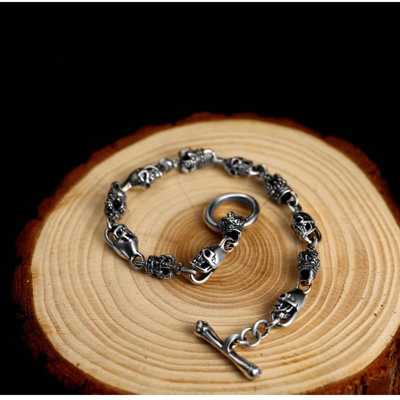 Bracelet biker tête de mort (Argent) – Image 2