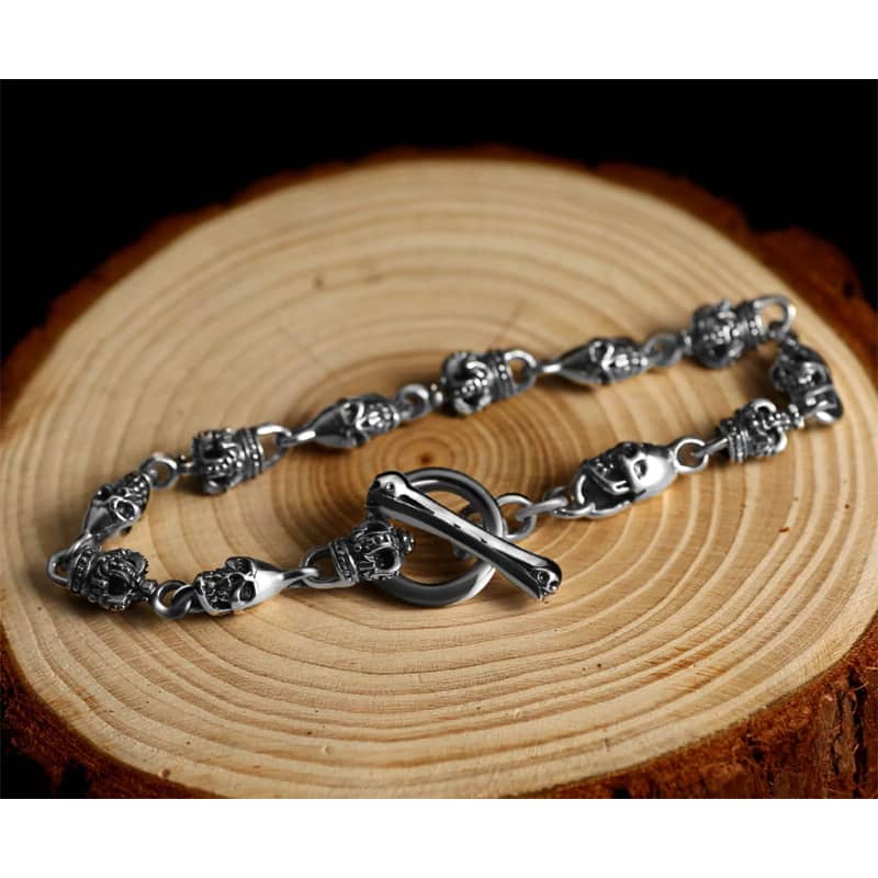 Bracelet biker tête de mort (Argent) – Image 3